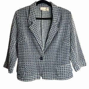 Chico's Navy and White Patterned Blazer
